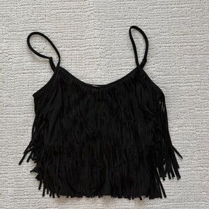 Francesca's Collections Black Fringe Camisole